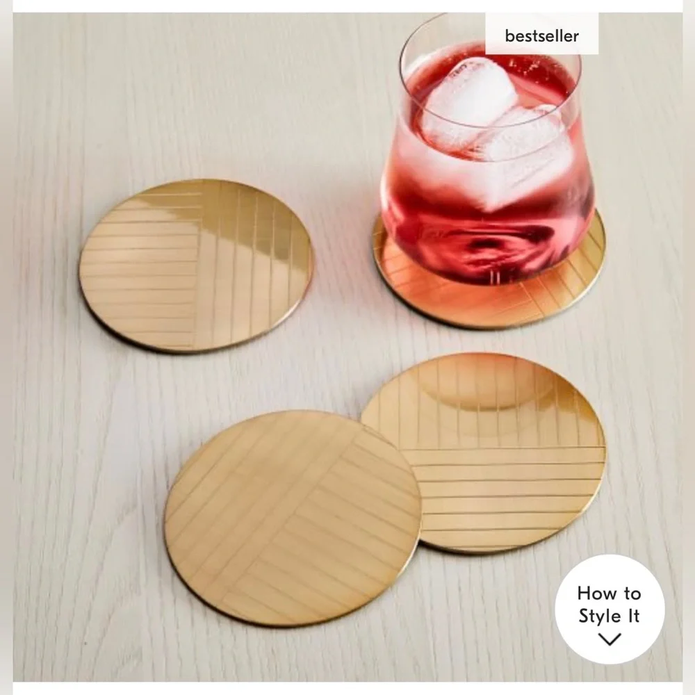 West elm Linear Brass Coasters set of 4